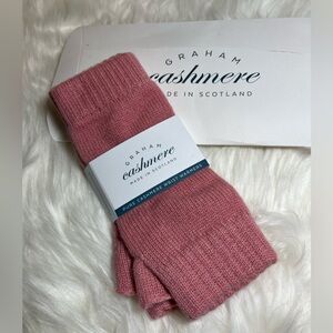 Pink cashmere fingerless gloves NWT